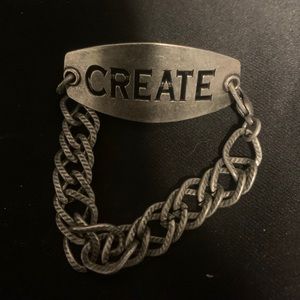 Create Clasp Antique Silver Tone Bracelet